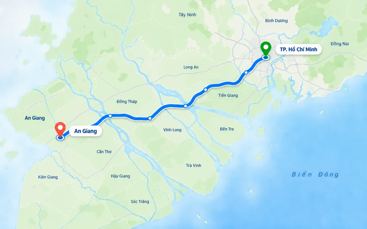 Hình ảnh tuyến vận chuyển hai chiều TP. Hồ Chí Minh và An Giang