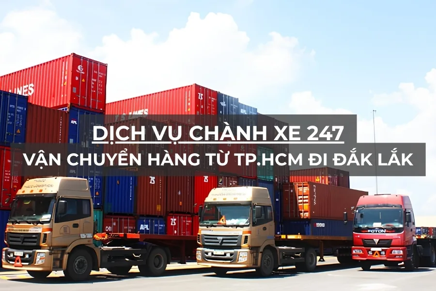 Xe tải và container minh họa dịch vụ vận chuyển hàng từ TP.HCM đi Đắk Lắk