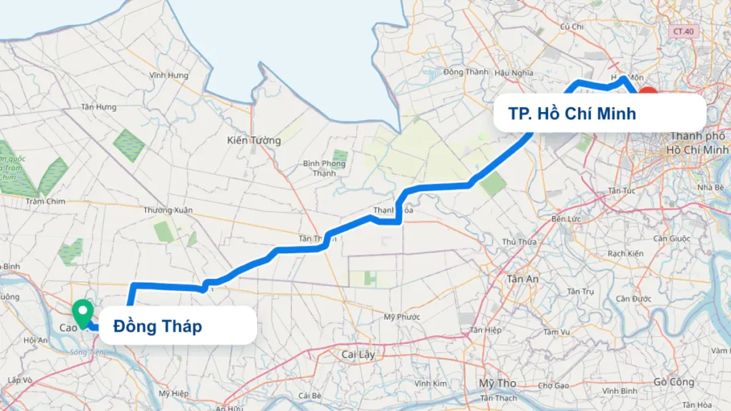 Tuyến TP. Hồ Chí Minh đi Đồng Tháp