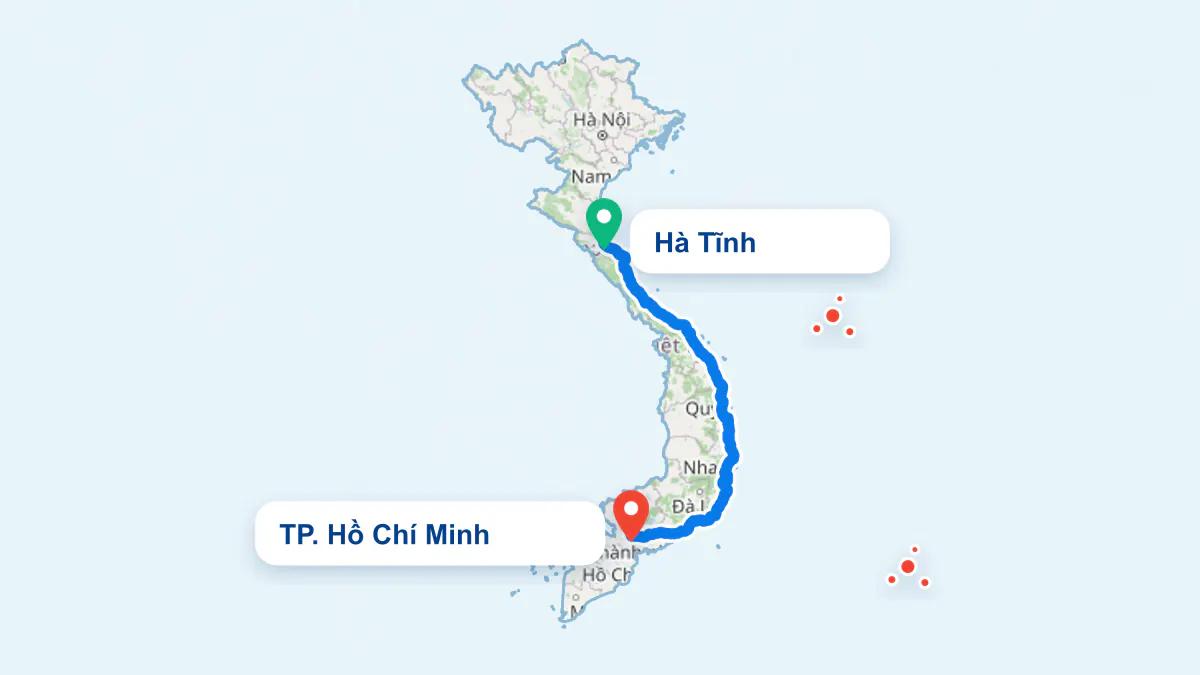 Hình ảnh tuyến vận chuyển hai chiều TP. Hồ Chí Minh và Hà Tĩnh