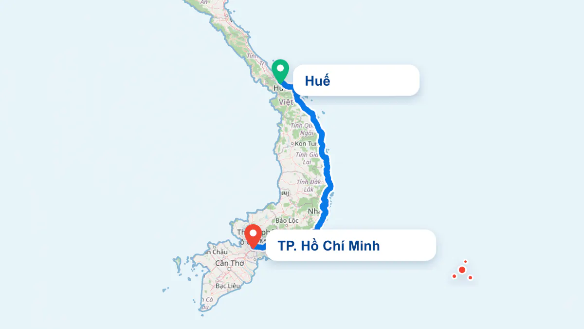 Hình ảnh tuyến vận chuyển hai chiều TP. Hồ Chí Minh và Huế