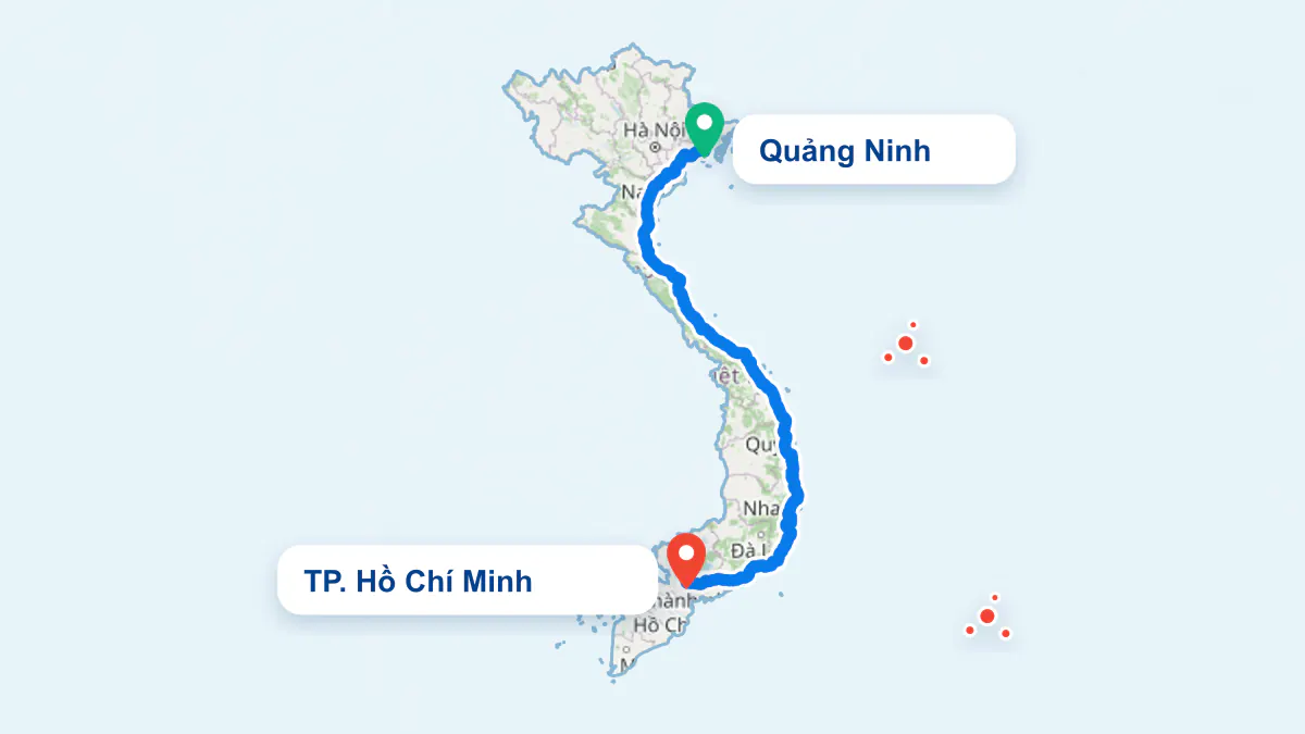 Hình ảnh tuyến vận chuyển hai chiều TP. Hồ Chí Minh và Quảng Ninh