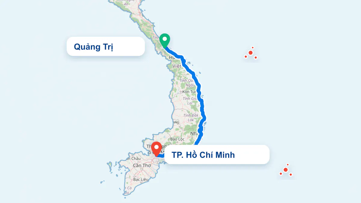 Hình ảnh tuyến vận chuyển hai chiều TP. Hồ Chí Minh và Quảng Trị