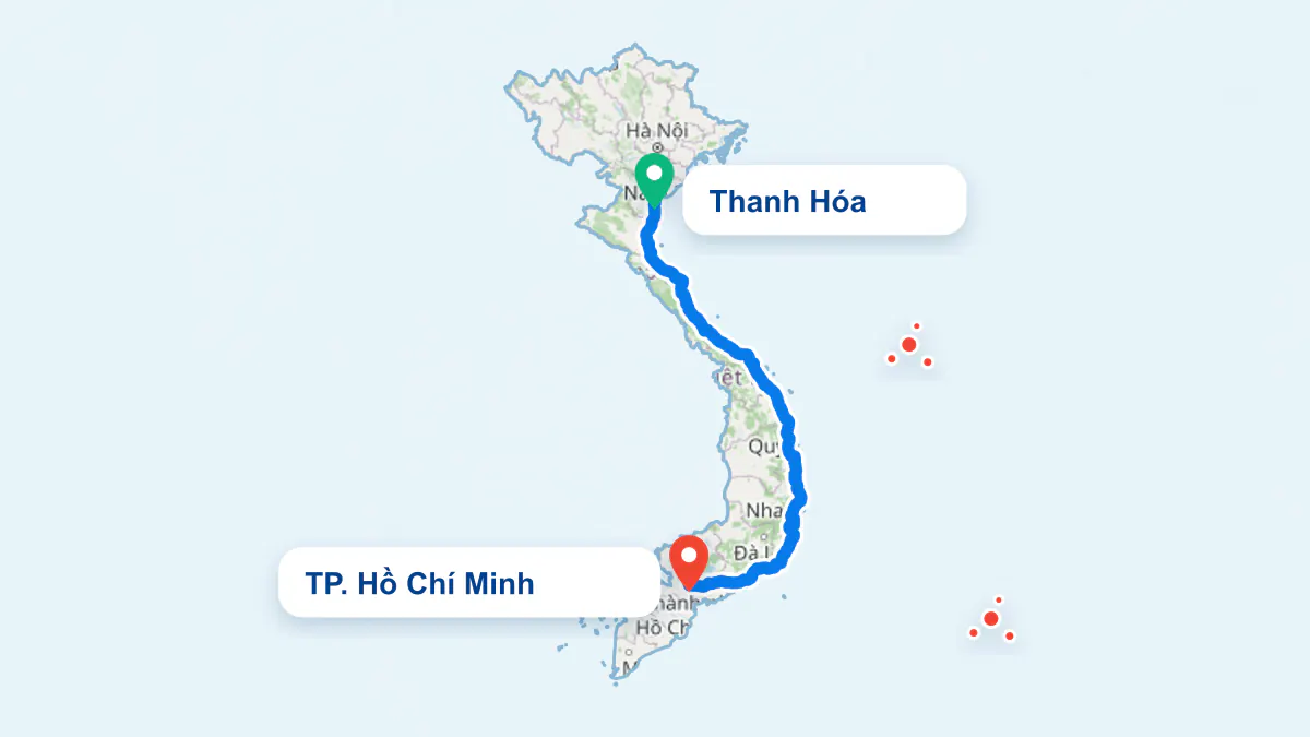 Hình ảnh tuyến vận chuyển hai chiều TP. Hồ Chí Minh và Thanh Hóa